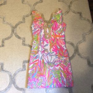 Lilly Pulitzer shift dress with gold trim